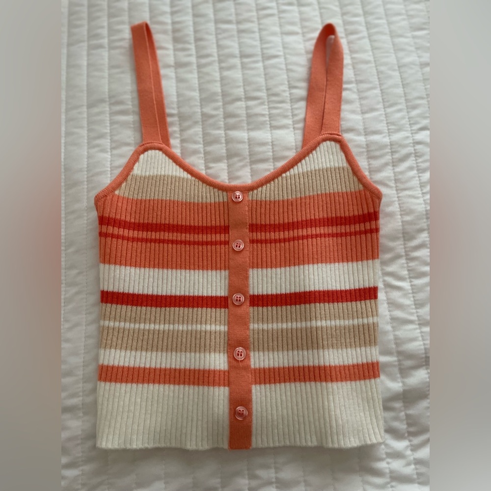 Forever 21 orange ribbed knit crop tank top